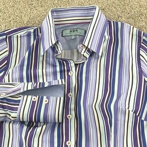 Hawes and Curtis Fitted Womens Bold Striped Button Up Shirt UK 10/ US 6  Purple